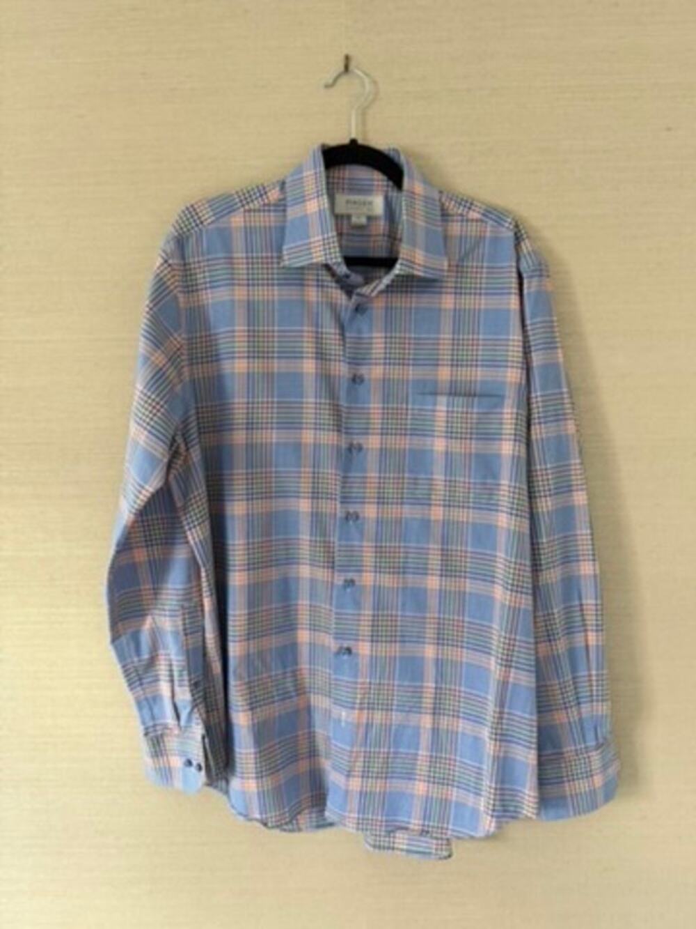 Hagen Carmel Classic Fit Dress Shirt (Blue/Orange Plaid) – Size XL
